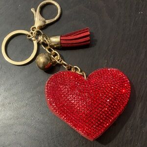 Red Heart Keychain with Gold Accents
